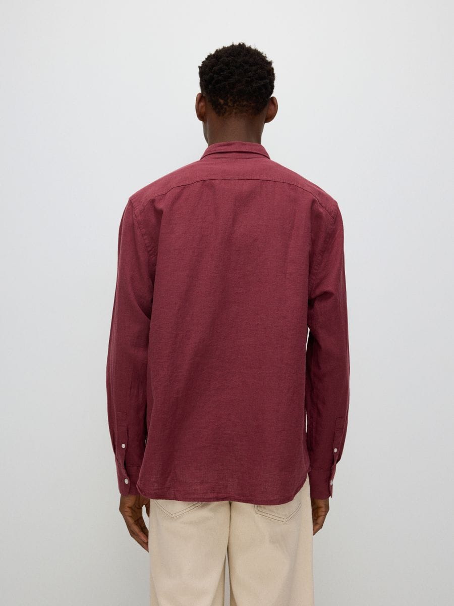 Regular fit overhemd met hoog linnengehalte - MAUVE - RESERVED - 5