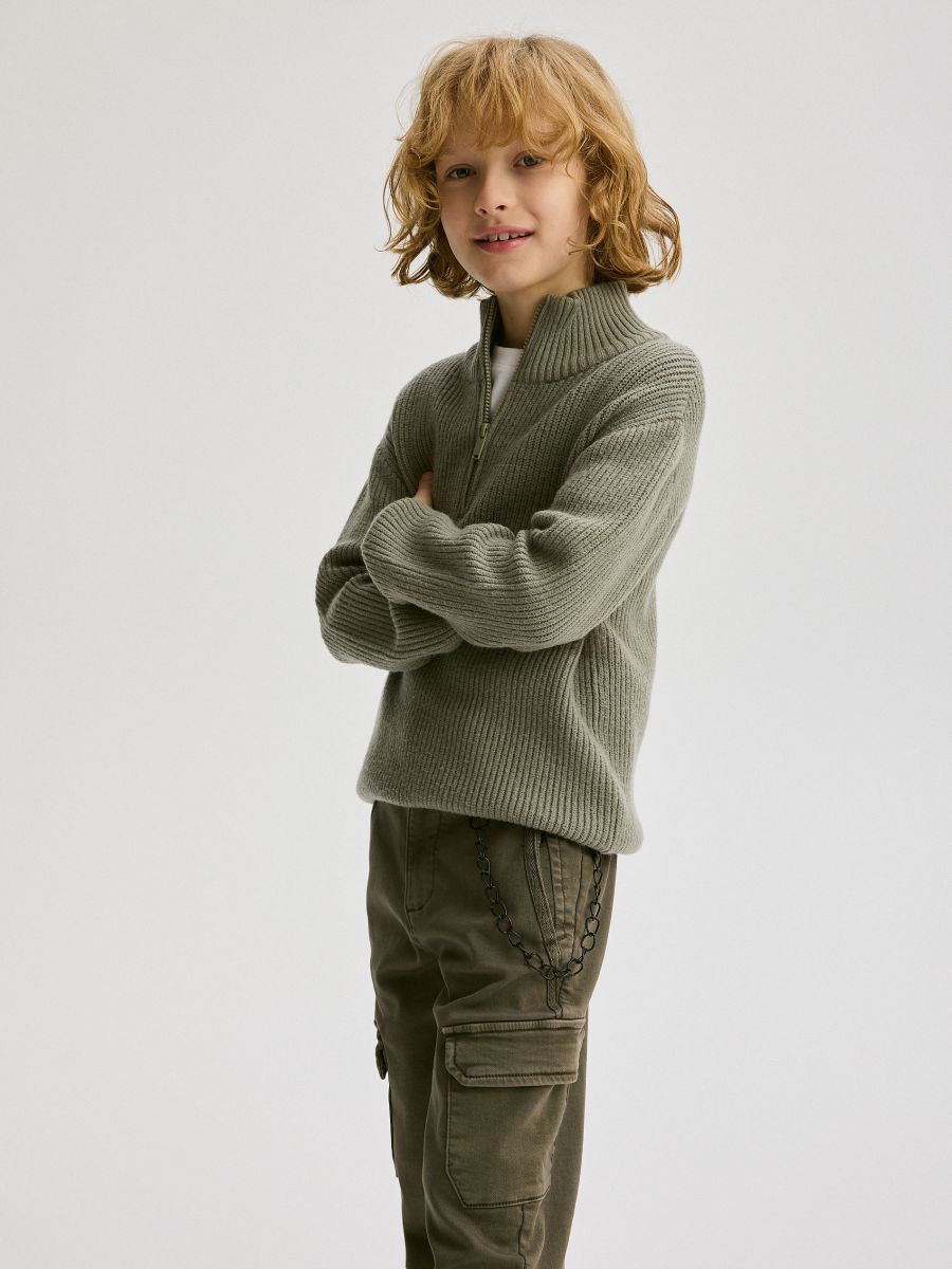 Elastic joggers with chain detail - brownish green - RESERVED - 6