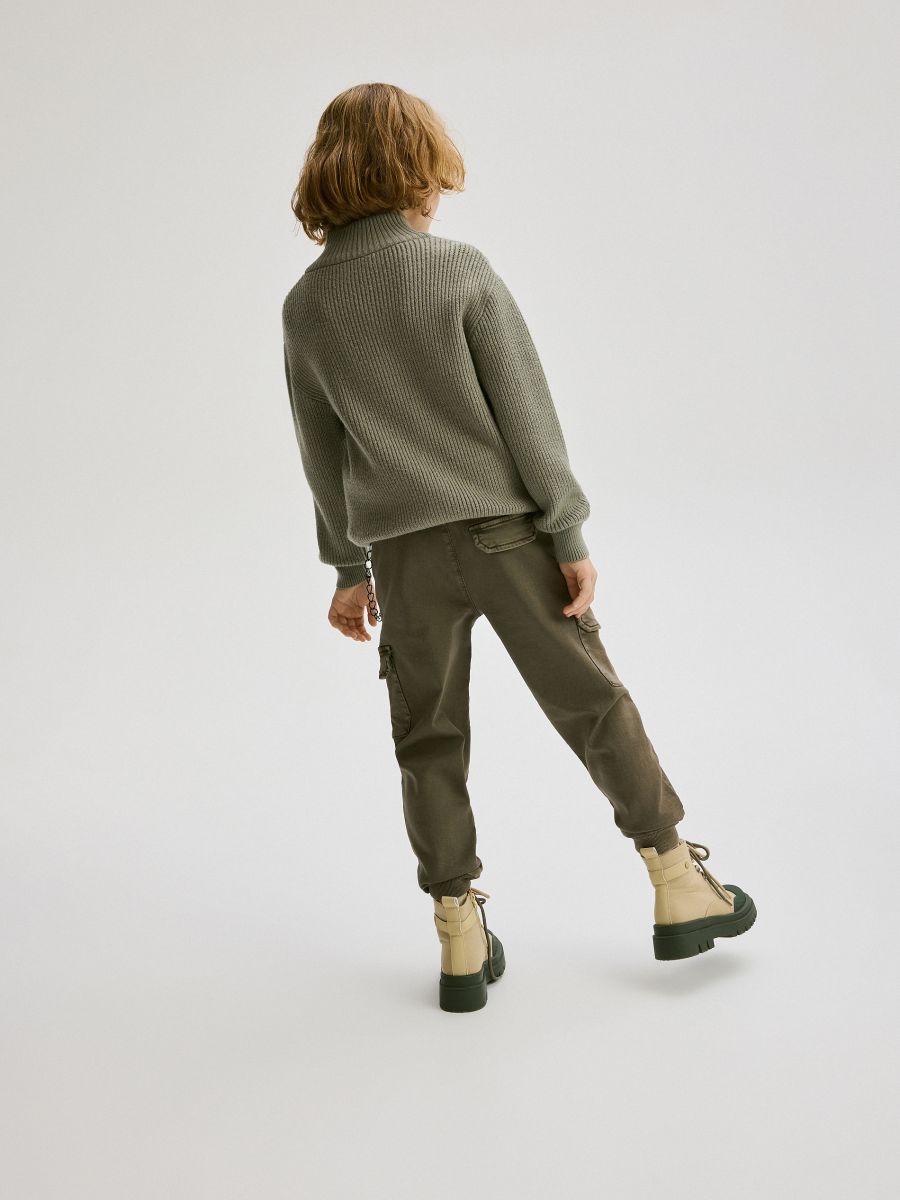 Elastic joggers with chain detail - brownish green - RESERVED - 7