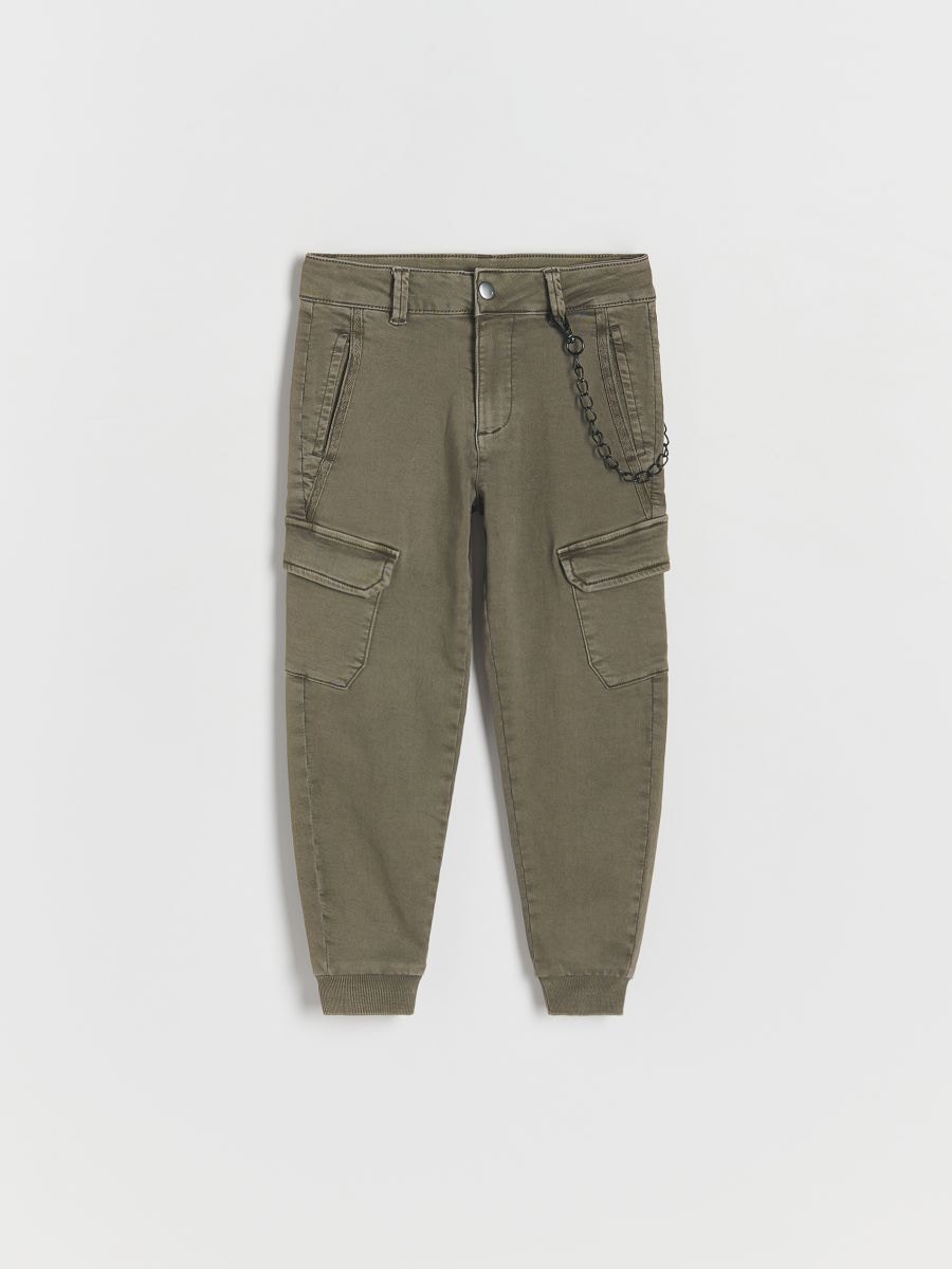 Elastic joggers with chain detail - brownish green - RESERVED - 2