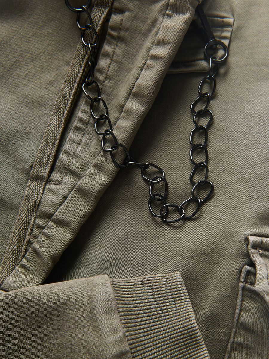 Elastic joggers with chain detail - brownish green - RESERVED - 4