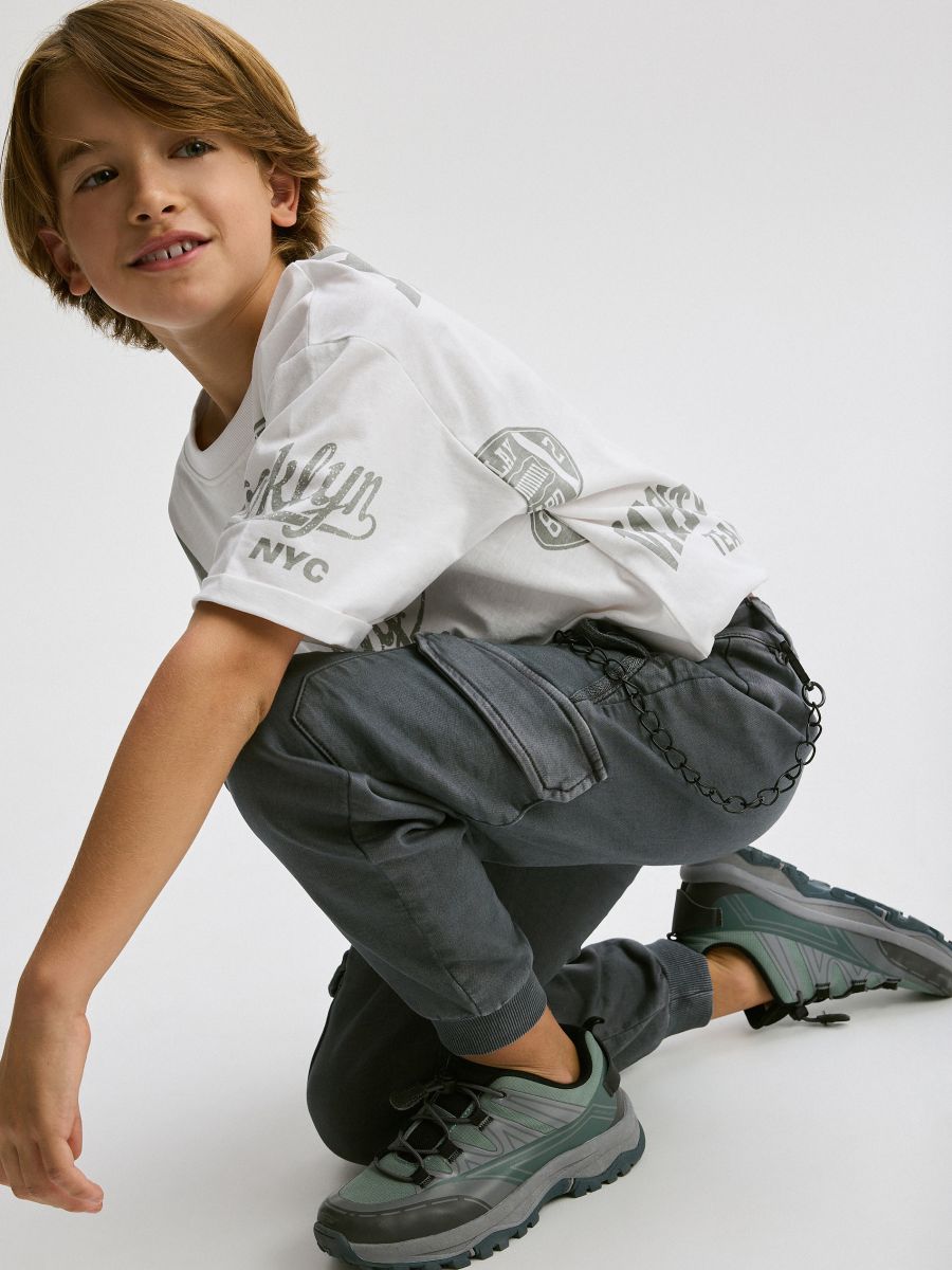 Elastic joggers with chain detail - dark grey - RESERVED - 8