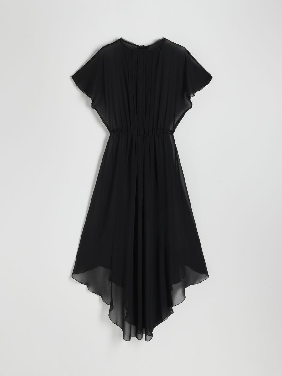 Abito in chiffon con fusciacca annodata - nero - RESERVED - 5