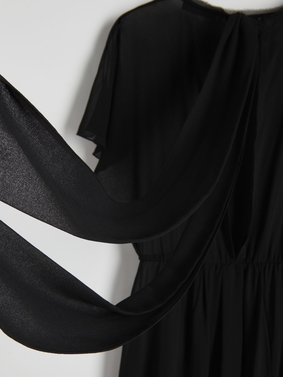 Abito in chiffon con fusciacca annodata - nero - RESERVED - 6