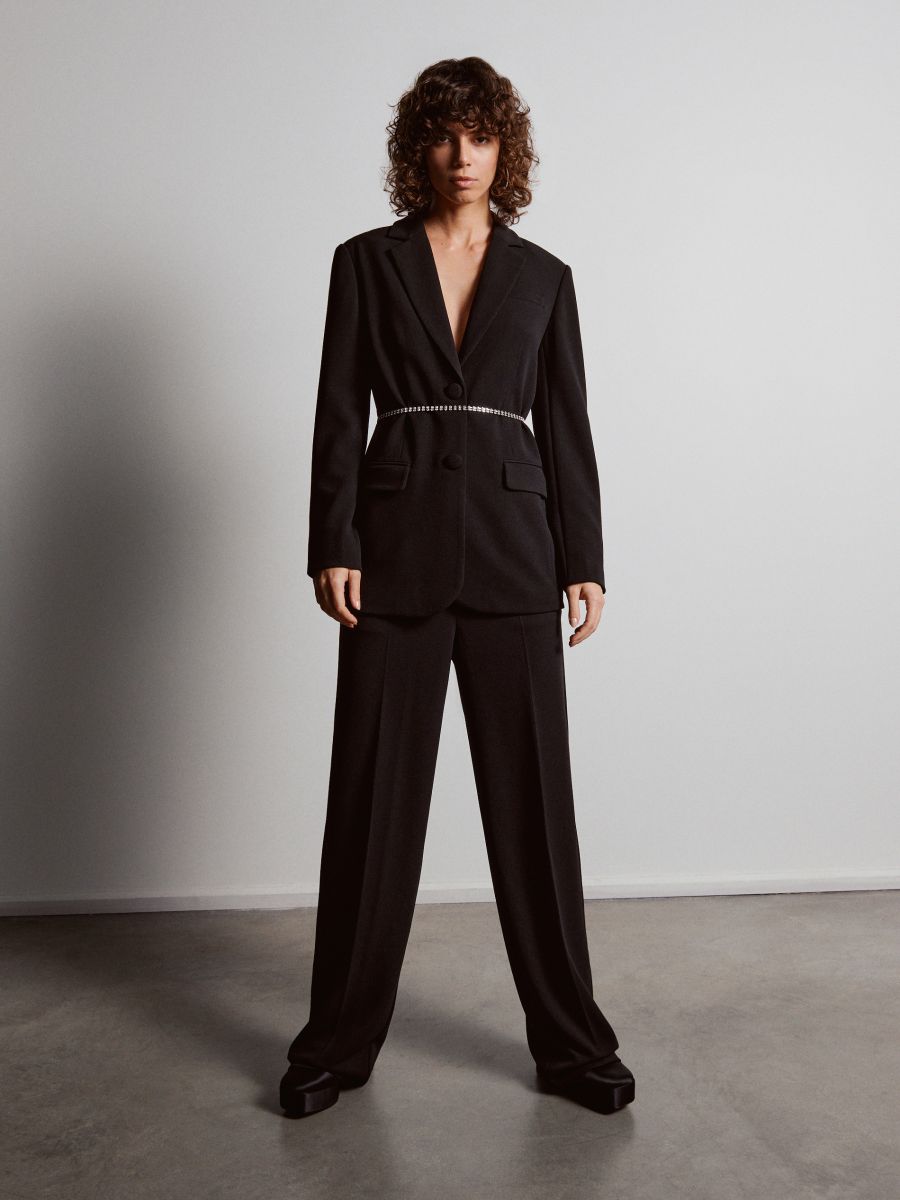 Blazer with decorative chain belt - black - RESERVED - 3