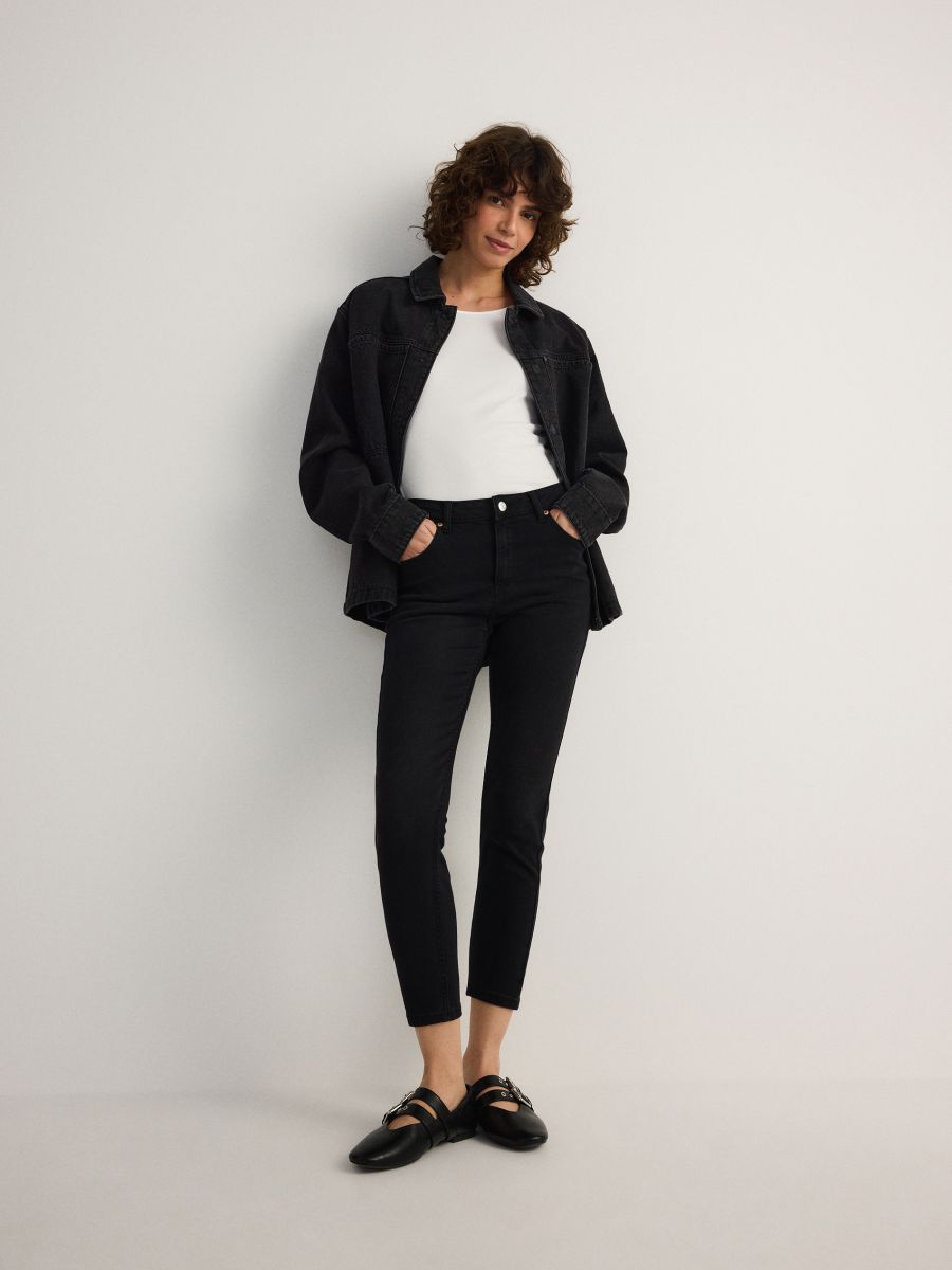 Mid rise slim jeans - black - RESERVED