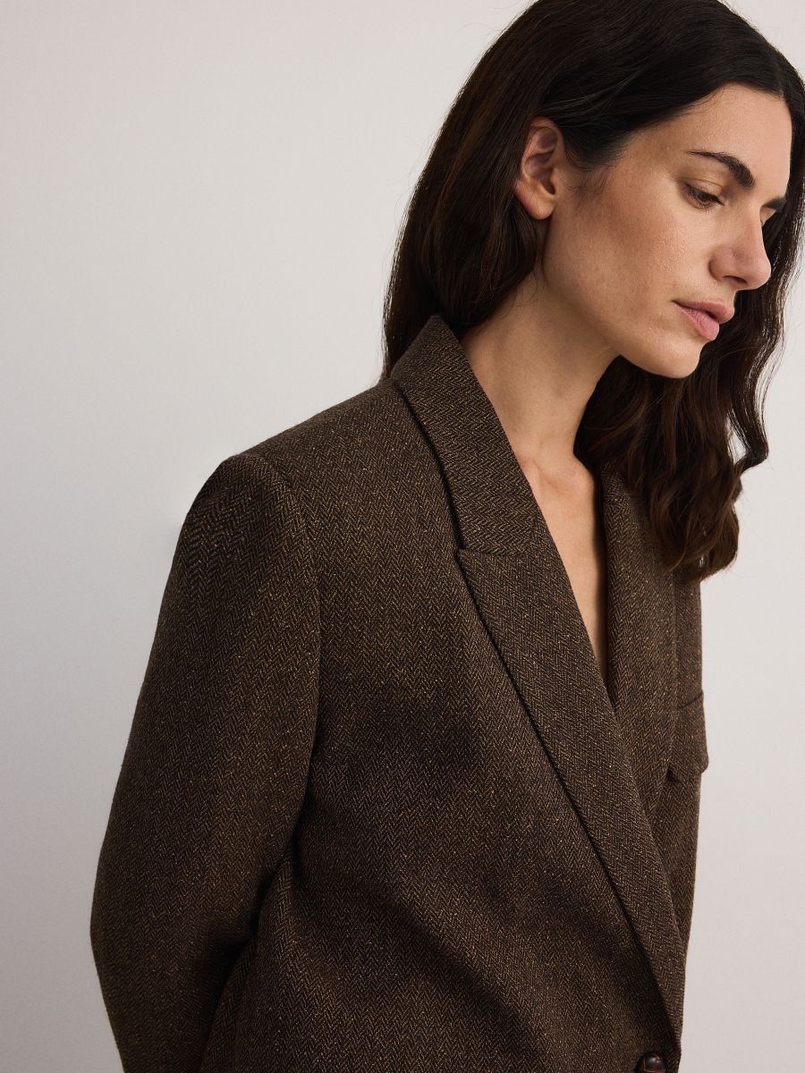 Melange blazer with wool blend - multicolor - RESERVED - 3