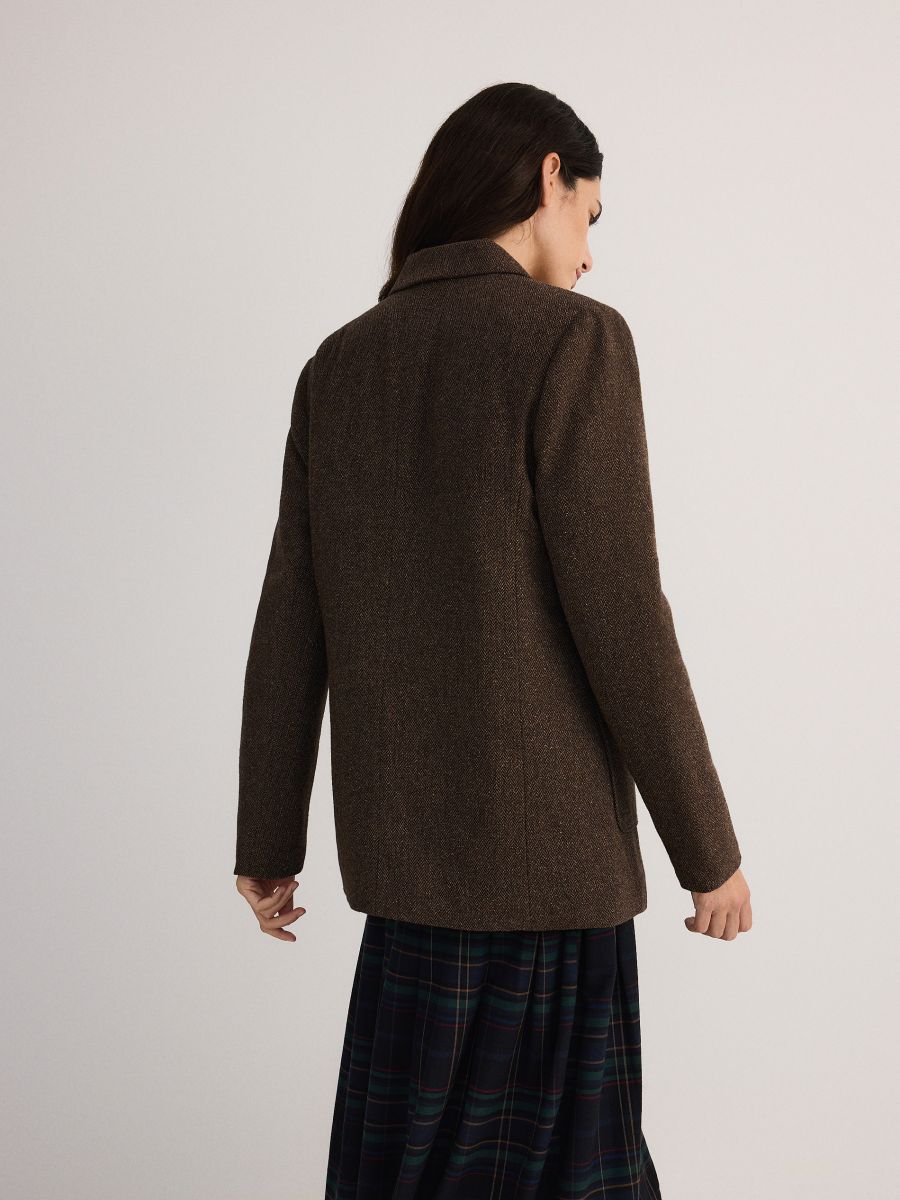 Melange blazer with wool blend - multicolor - RESERVED - 4