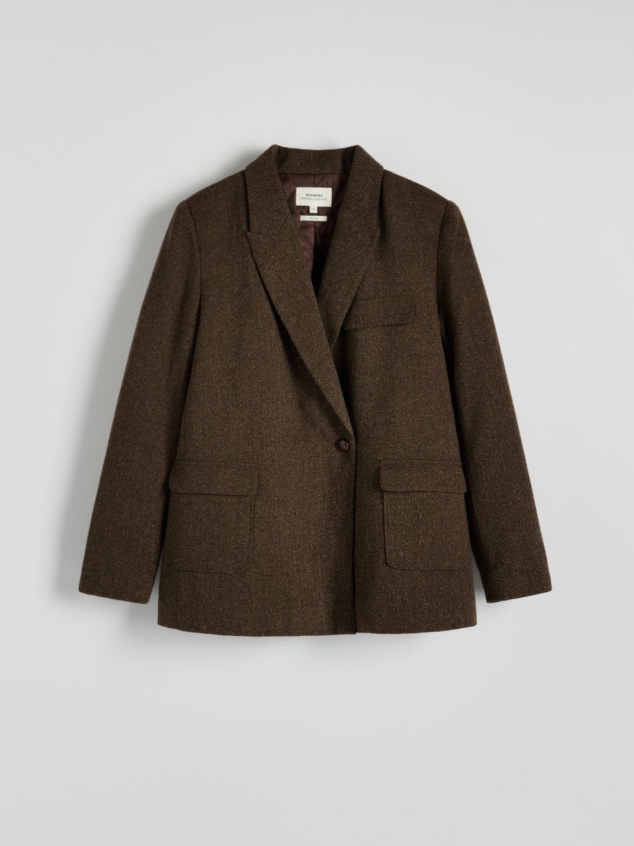 Melange blazer with wool blend - multicolor - RESERVED - 5