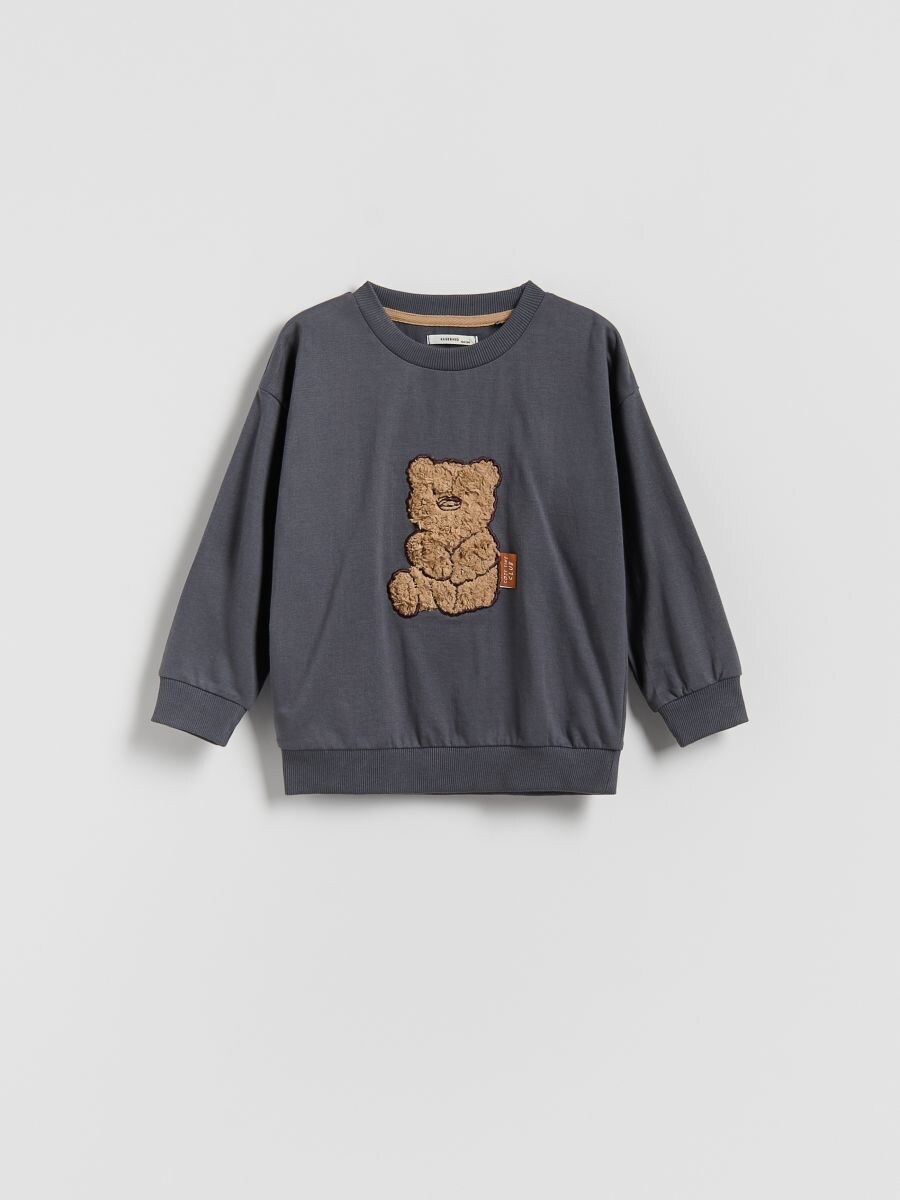 T-shirt à manches longues et appliqué - gris foncé - RESERVED