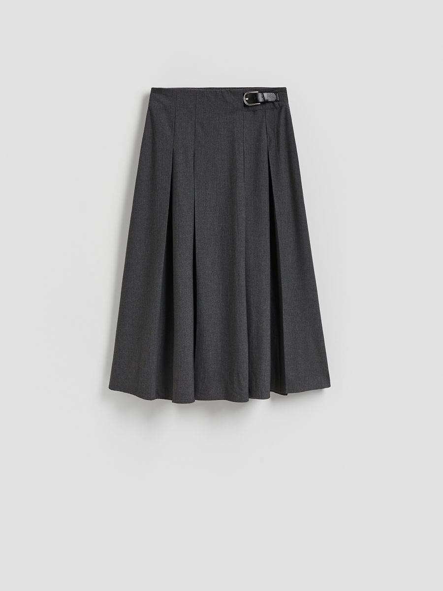 Pleated midi skirt - mid grey - RESERVED