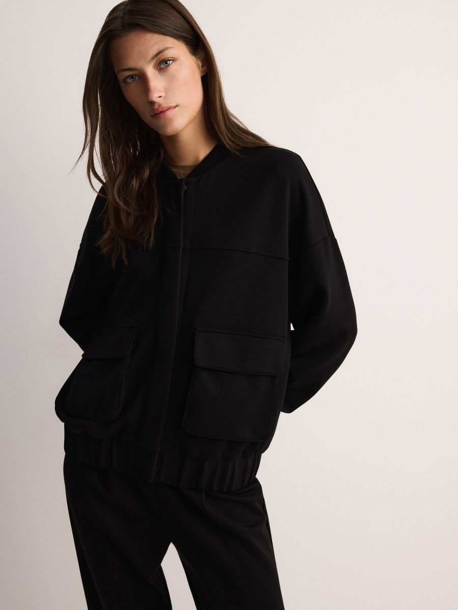 Kurtka bomber z modalem - czarny - RESERVED