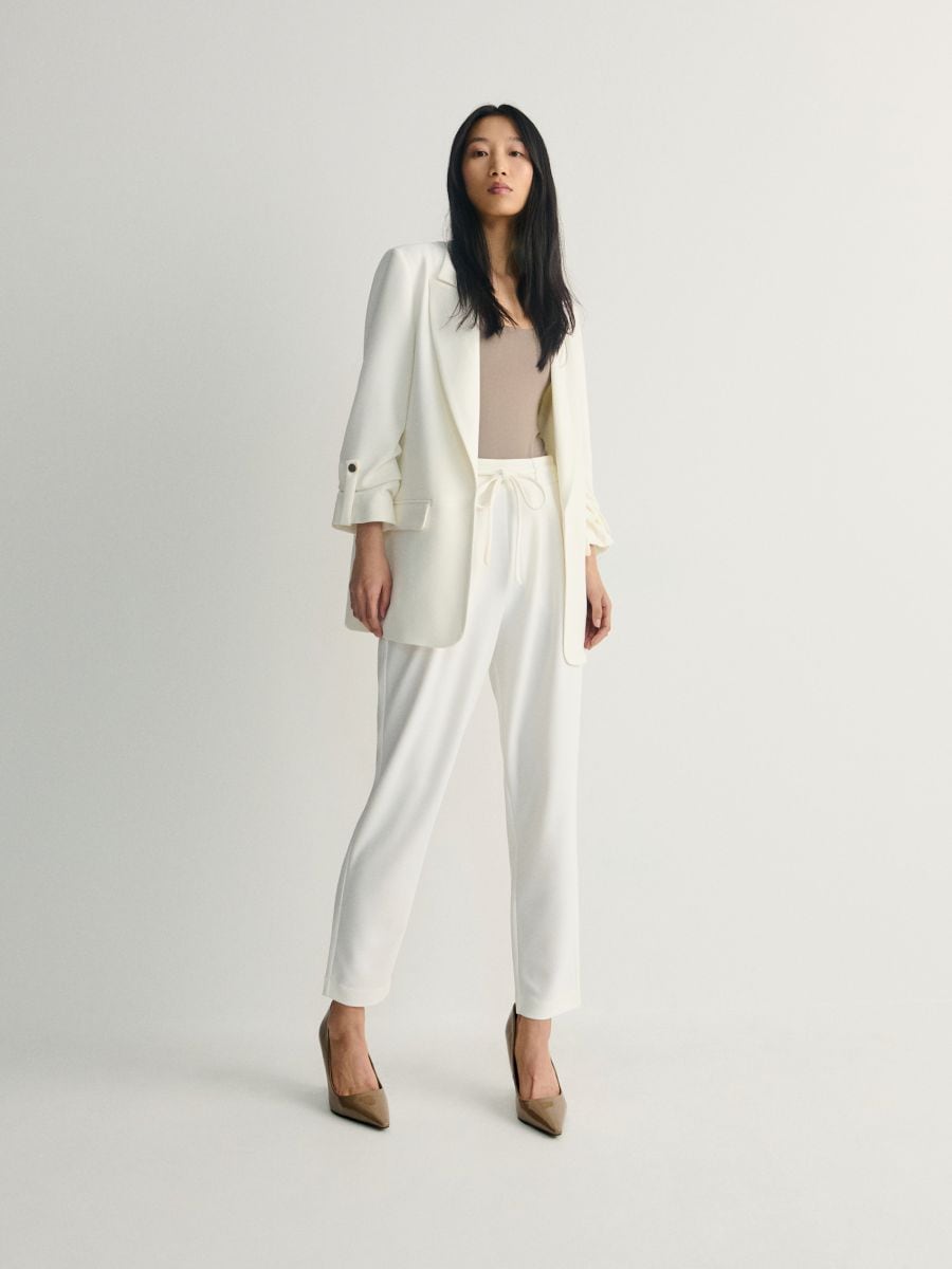Blazer with roll-up sleeves - cream - RESERVED - 2