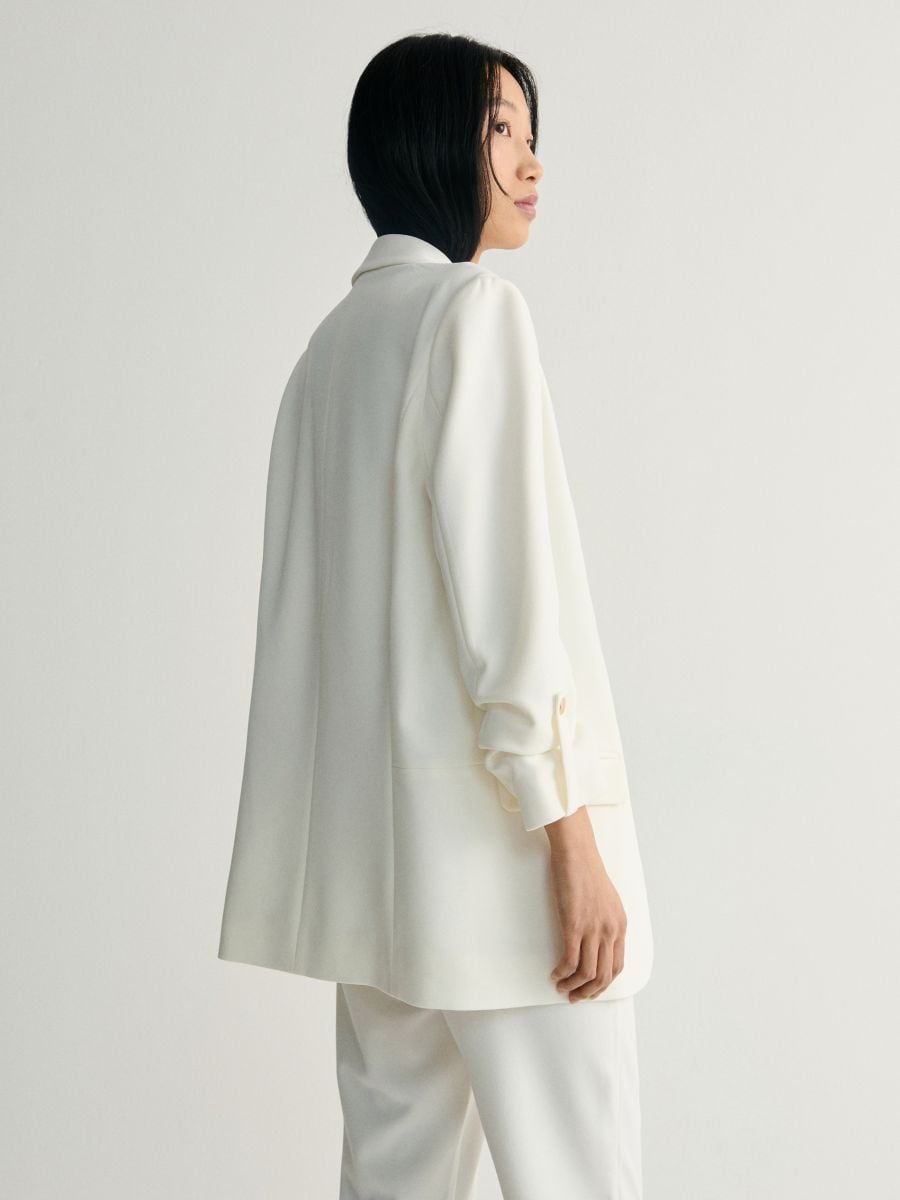 Blazer with roll-up sleeves - cream - RESERVED - 4
