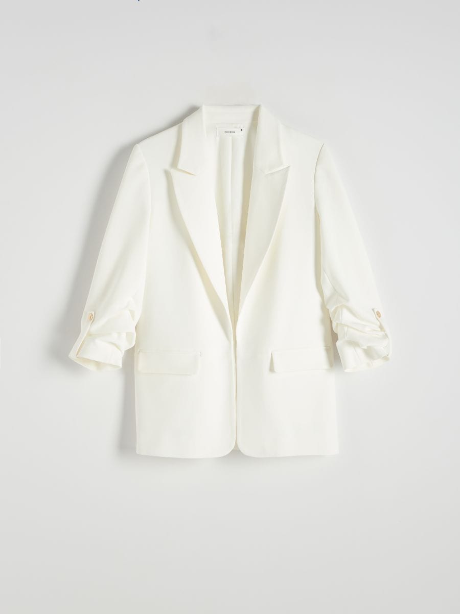 Blazer with roll-up sleeves - cream - RESERVED - 5