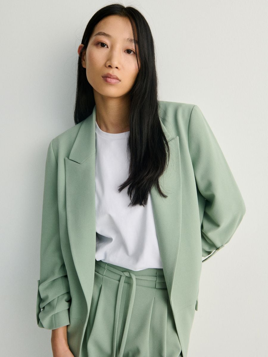 Blazer with roll-up sleeves - pale green - RESERVED - 4