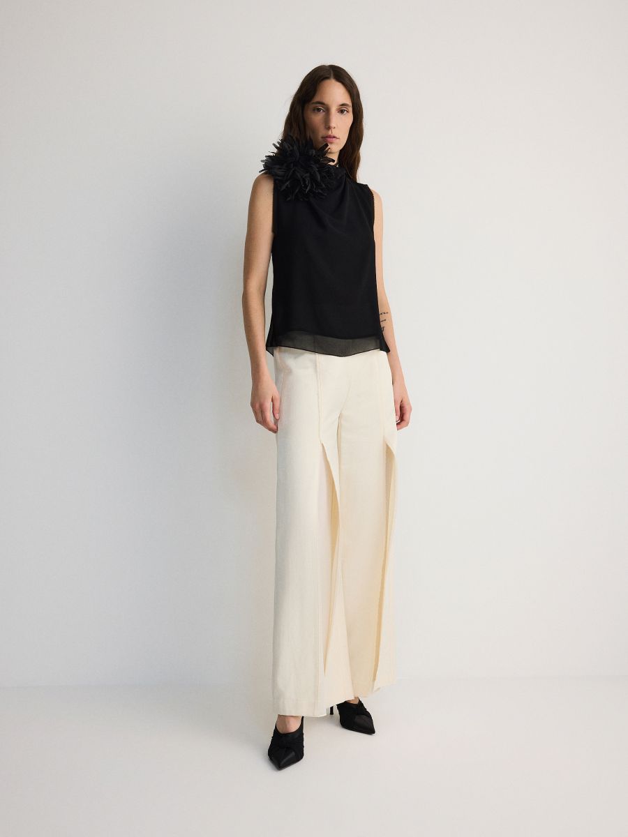 Chiffon top with knot - black - RESERVED - 3