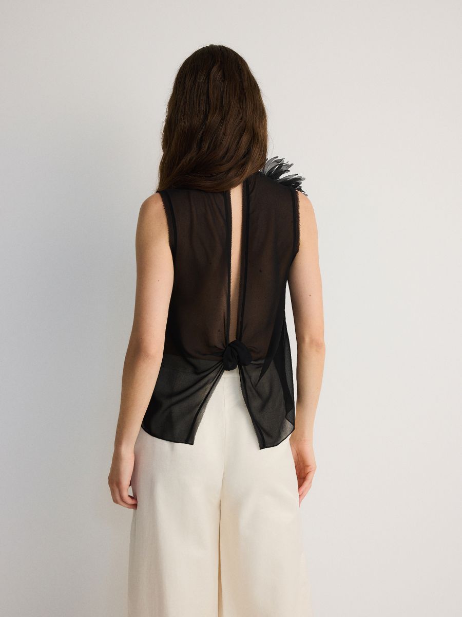 Chiffon top with knot - black - RESERVED - 2
