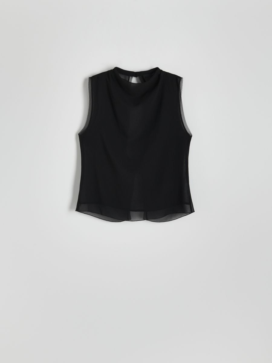 Chiffon top with knot - black - RESERVED - 5