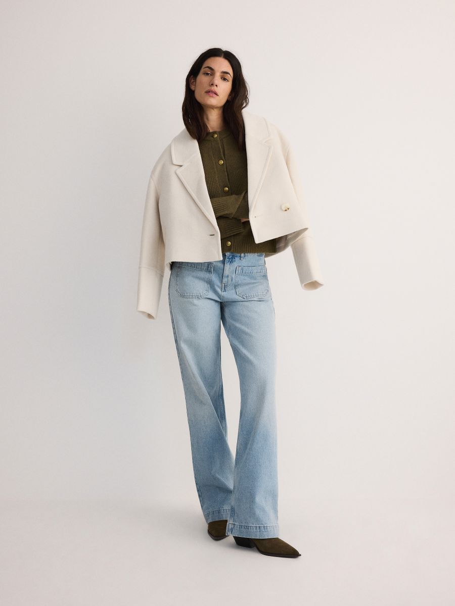 Cropped wool blend jacket - cream - RESERVED - 2