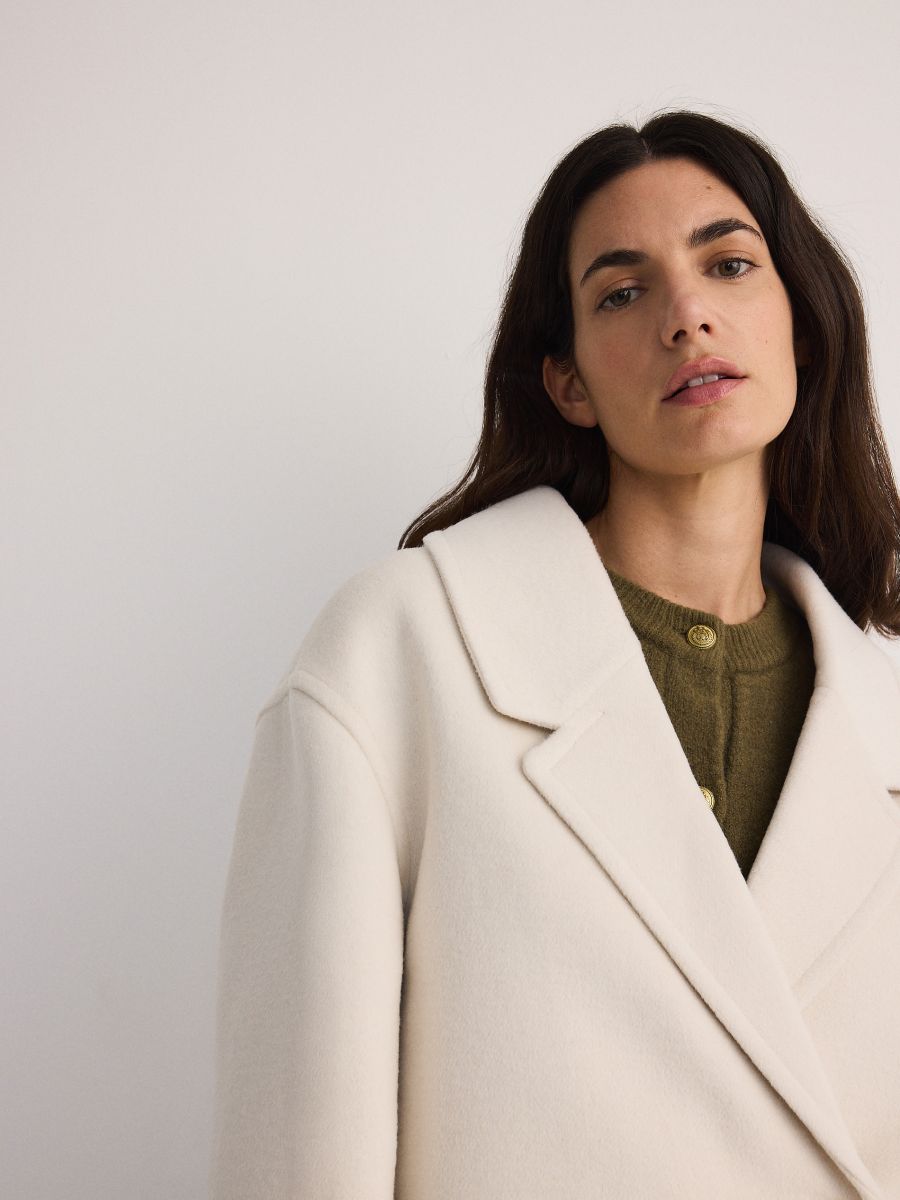 Cropped wool blend jacket - cream - RESERVED - 6