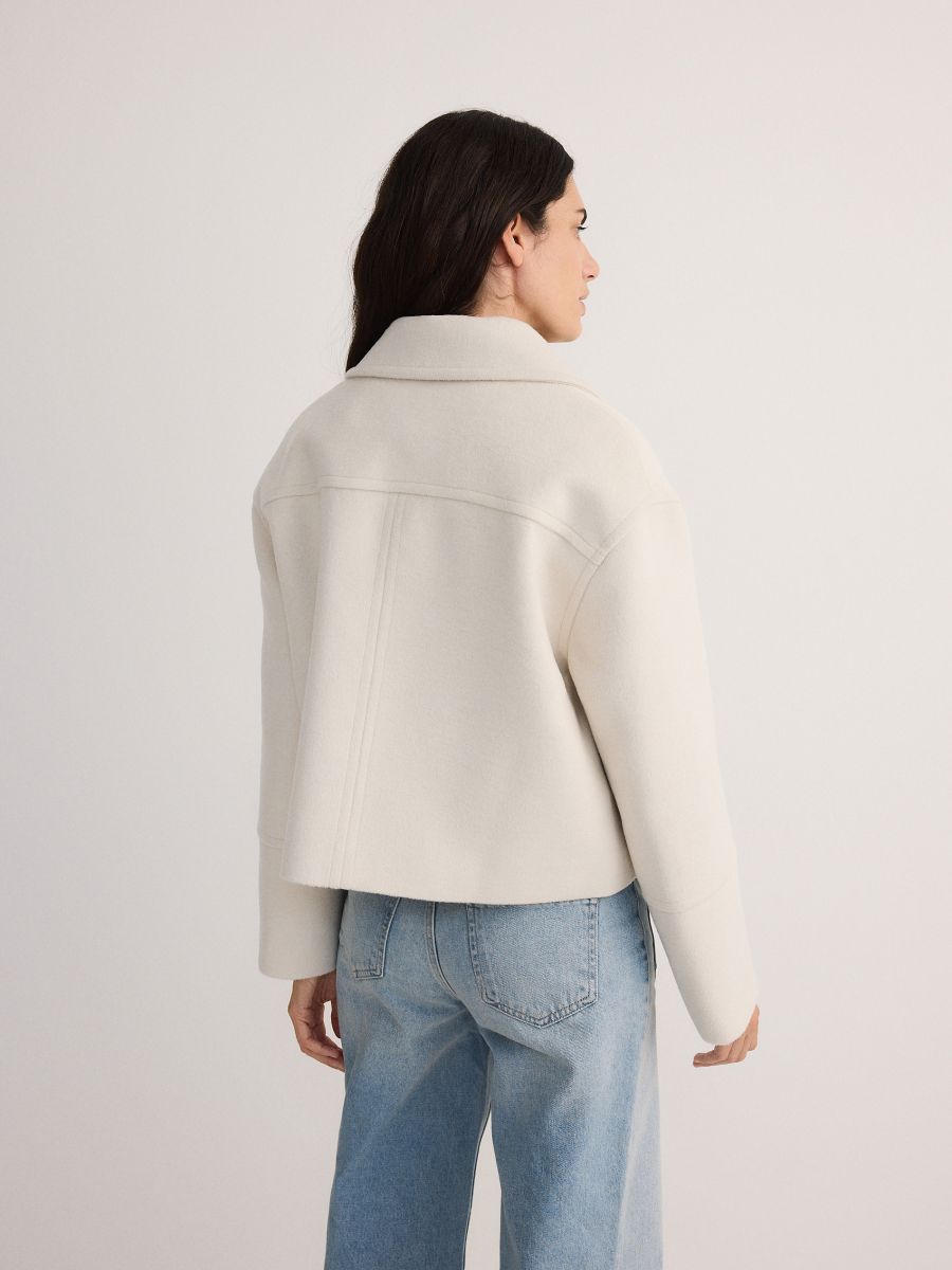 Cropped wool blend jacket - cream - RESERVED - 4