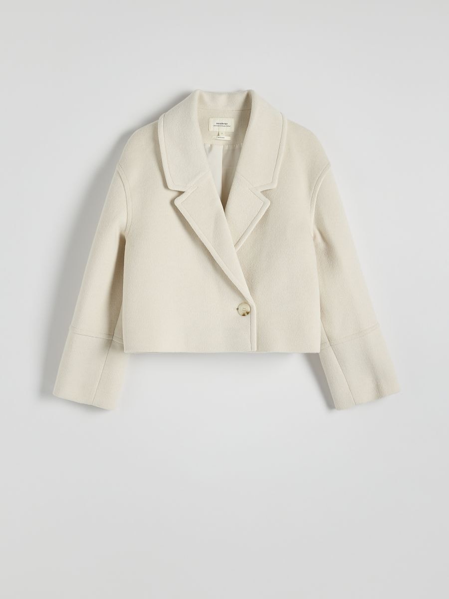 Cropped wool blend jacket - cream - RESERVED - 3