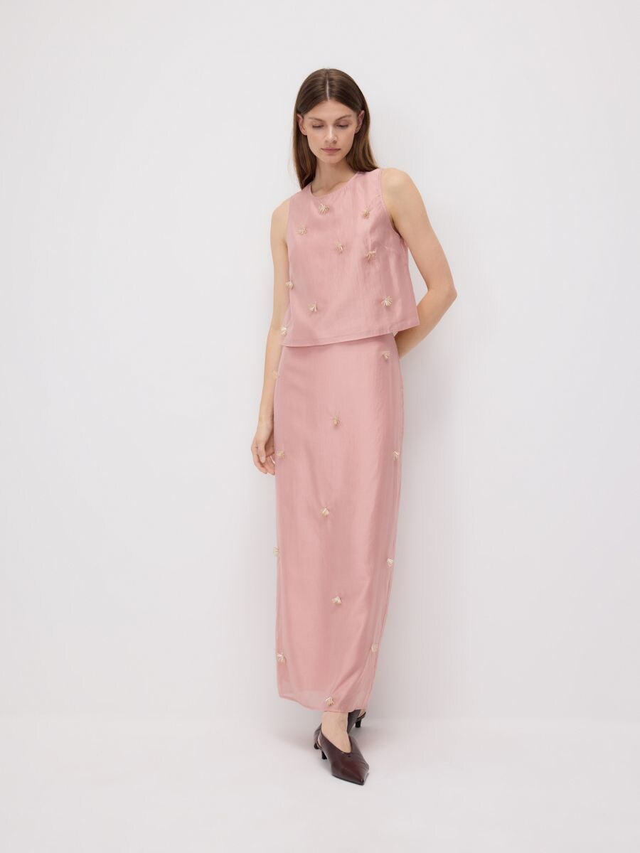 Skirt with appliqué - dusty rose - RESERVED
