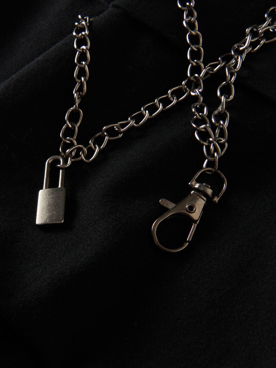Cargo trousers with chain detail - black - RESERVED - 3