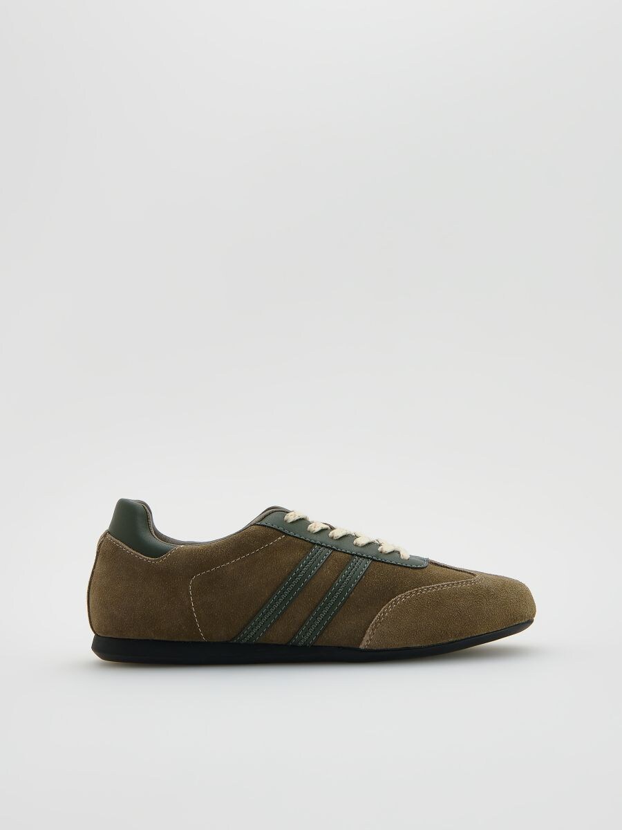 Suede sneakers - brownish green - RESERVED