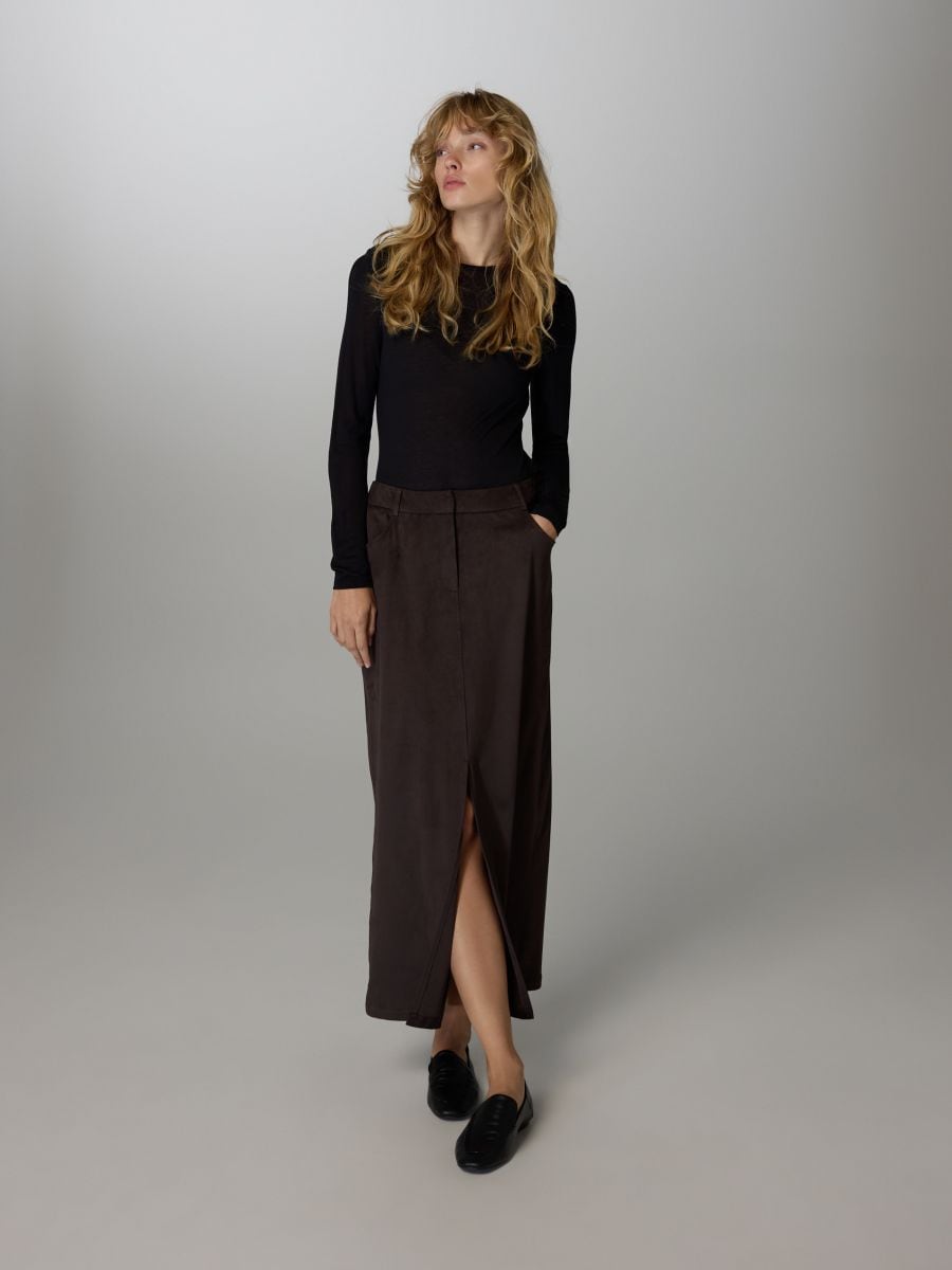 LADIES` SKIRT - dark brown - RESERVED