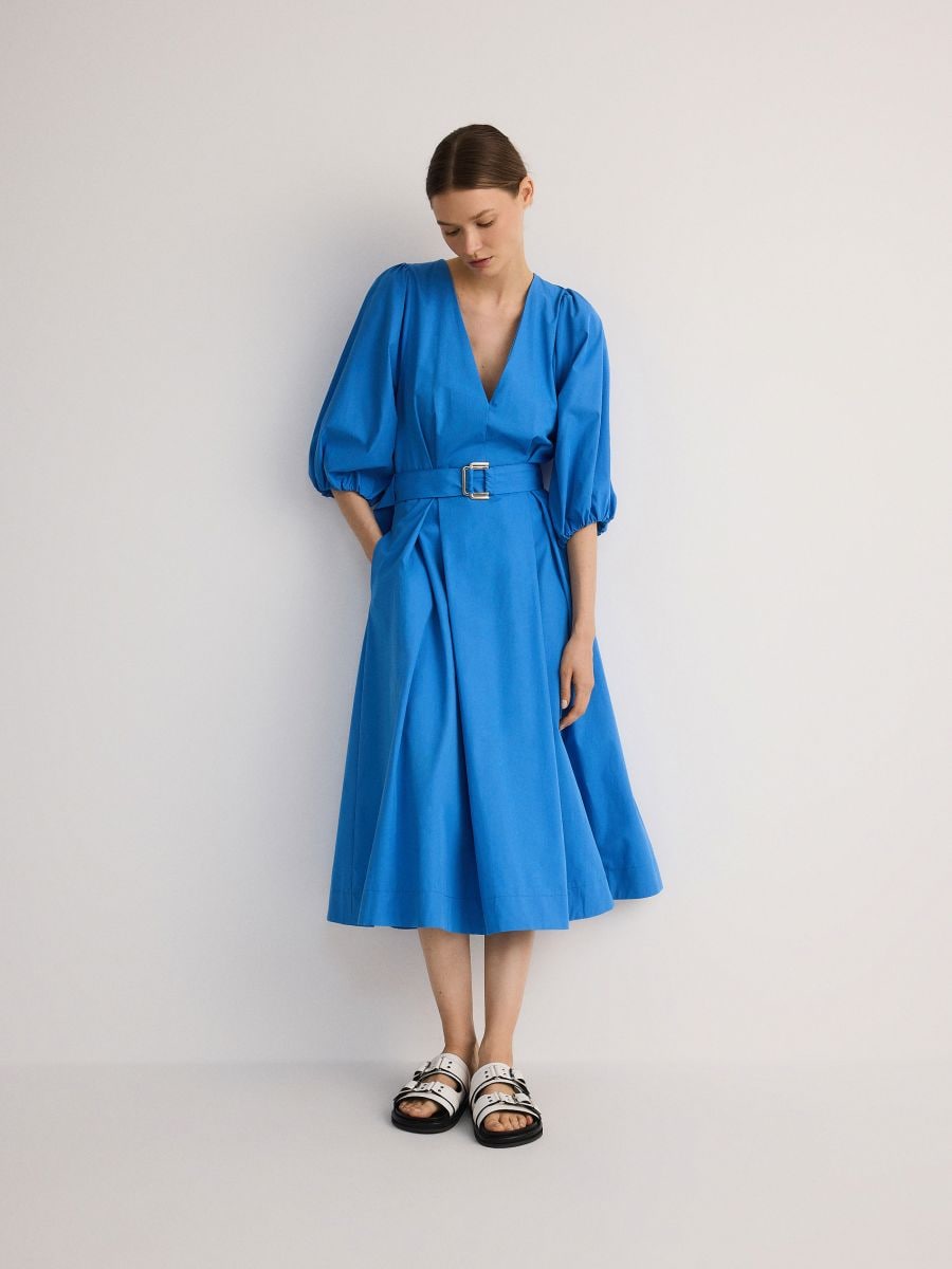 Robe en coton - Bleu - RESERVED