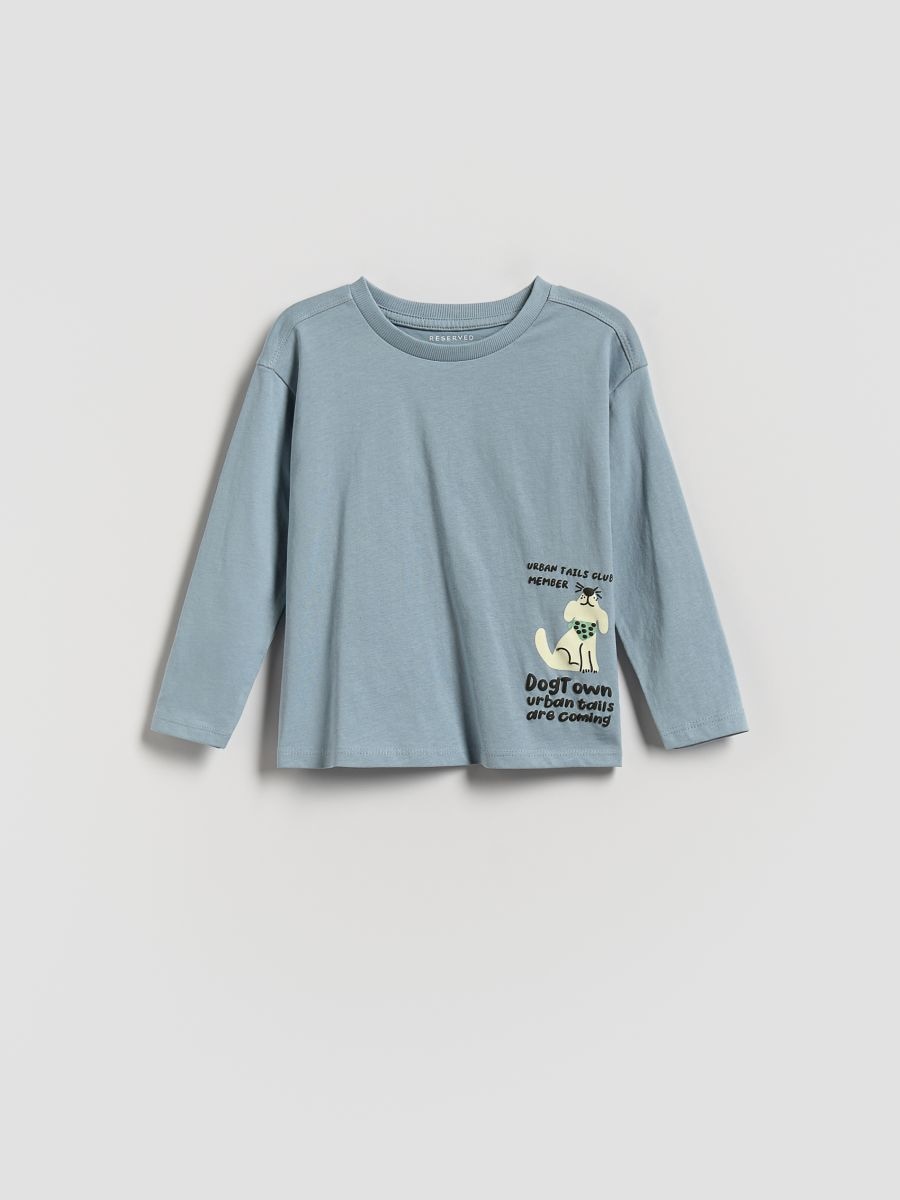 Cotton long sleeve T-shirt - blue - RESERVED