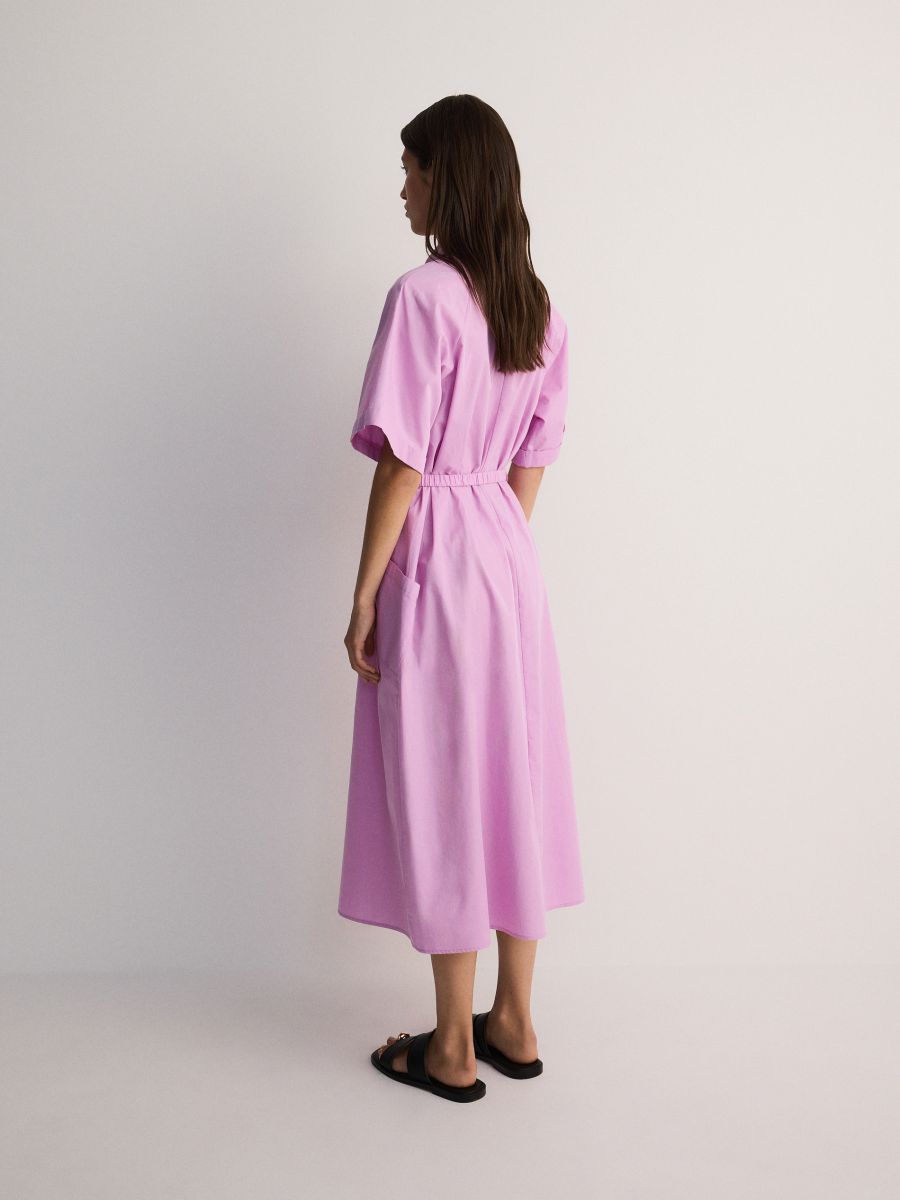 Koszulowa sukienka oversize - fuksja - RESERVED - 4