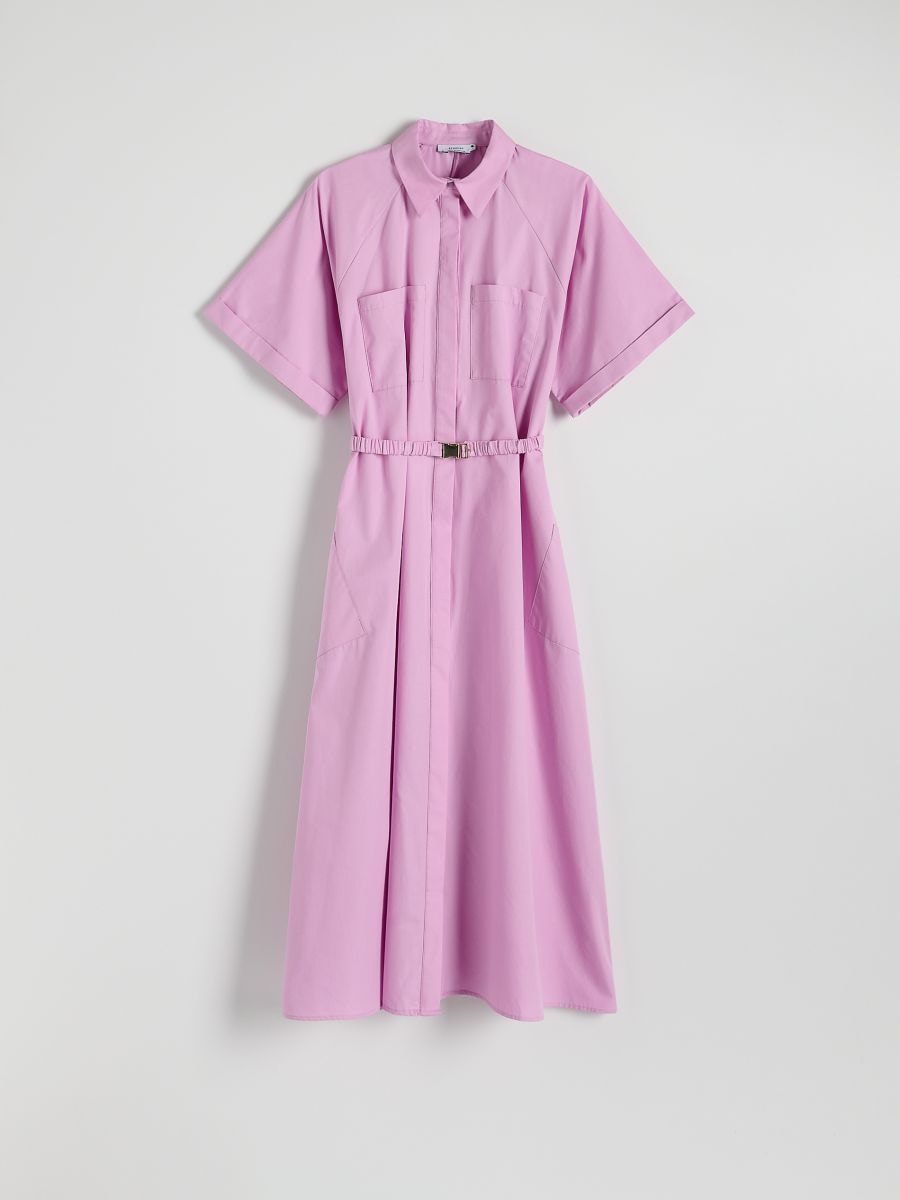 Koszulowa sukienka oversize - fuksja - RESERVED - 5