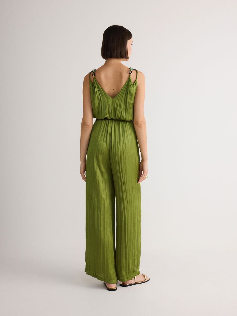 Pleated cami jumpsuit - green - RESERVED - 4