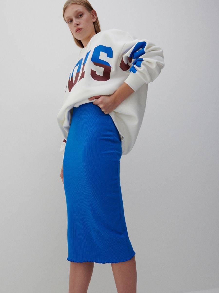 Rok van structuurbreisel - blauw - RESERVED - 2