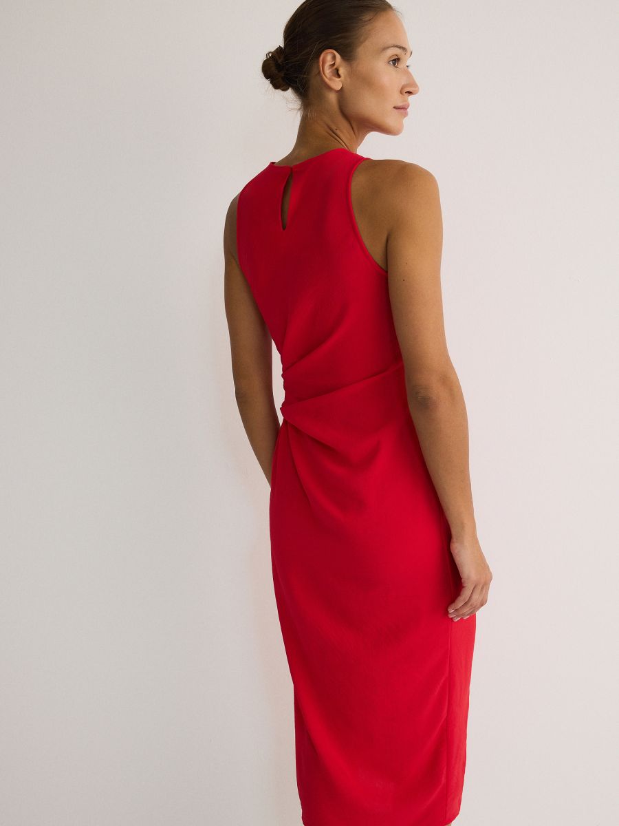 Midikleid mit Bindung - rot - RESERVED - 4