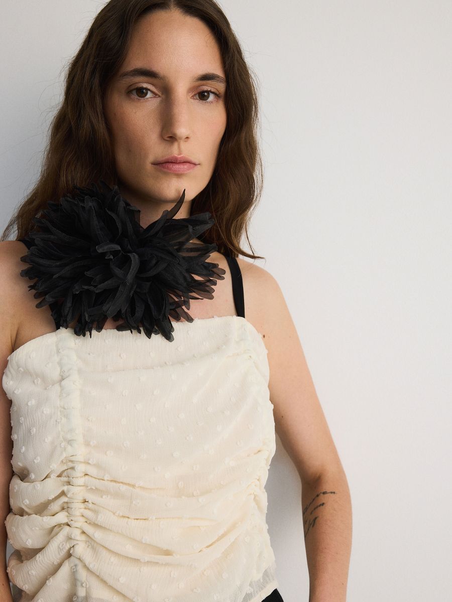 Drape top with straps - cream - RESERVED - 4