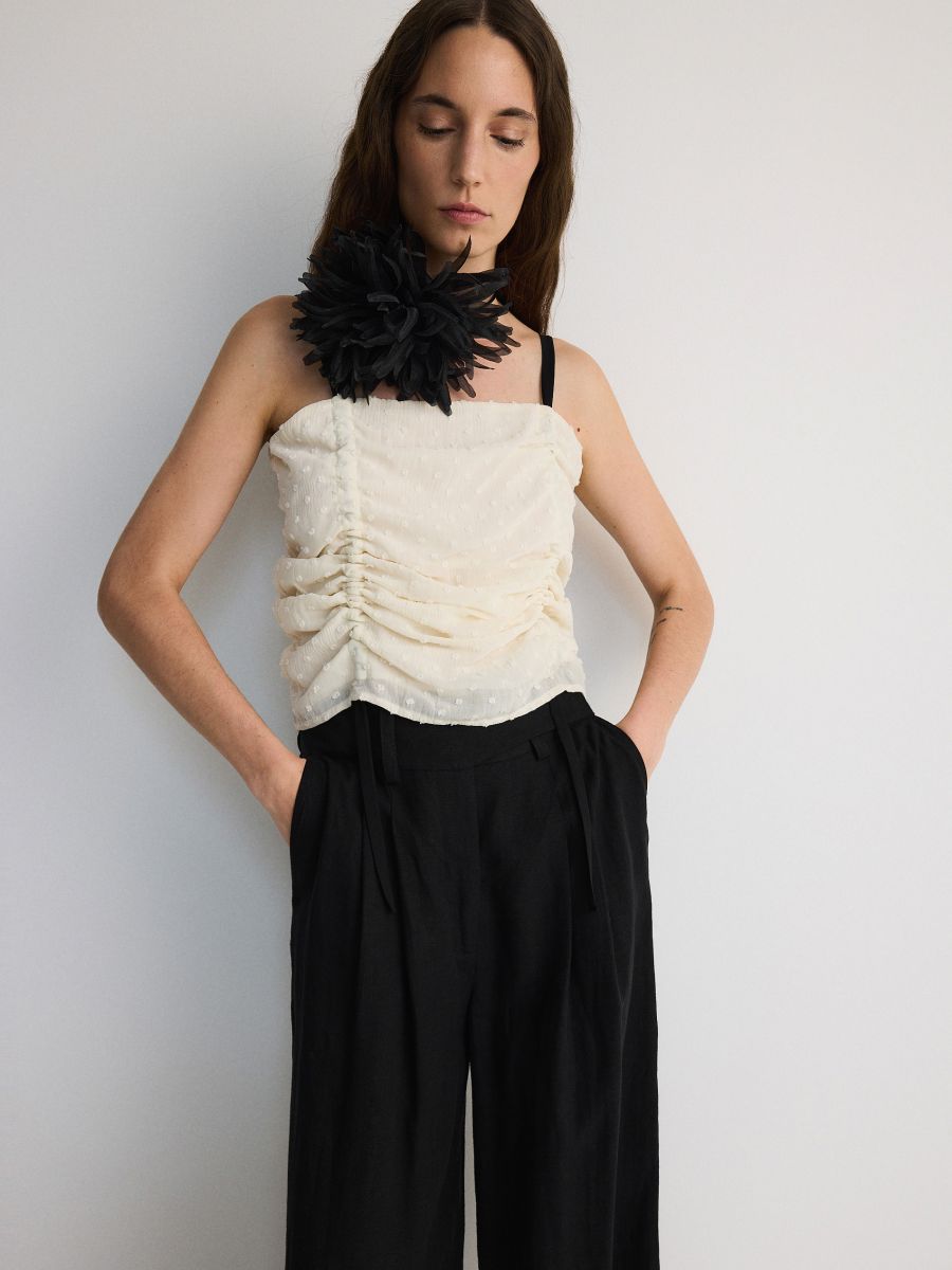Drape top with straps - cream - RESERVED - 3