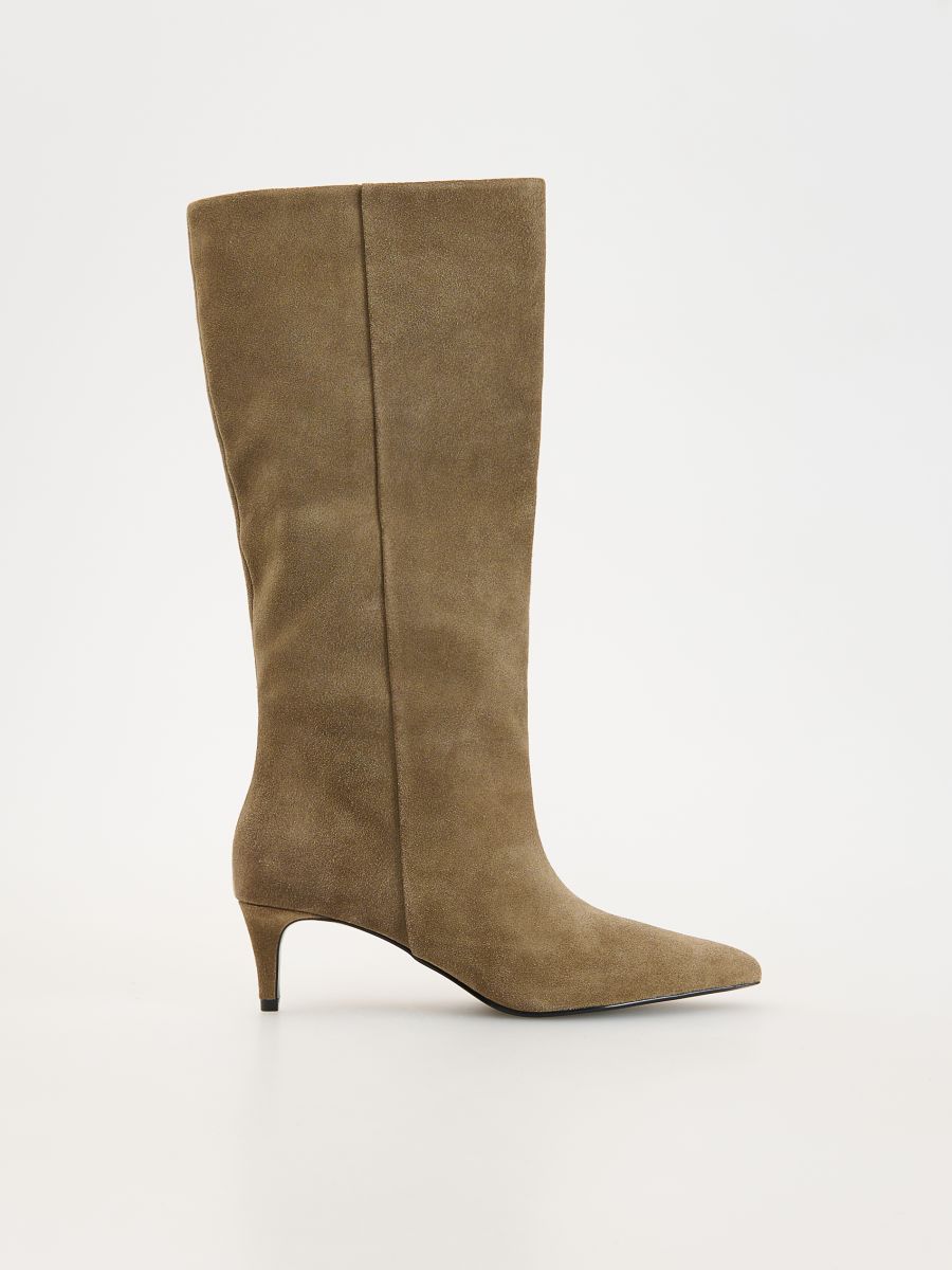 Suede heeled boots - green - RESERVED