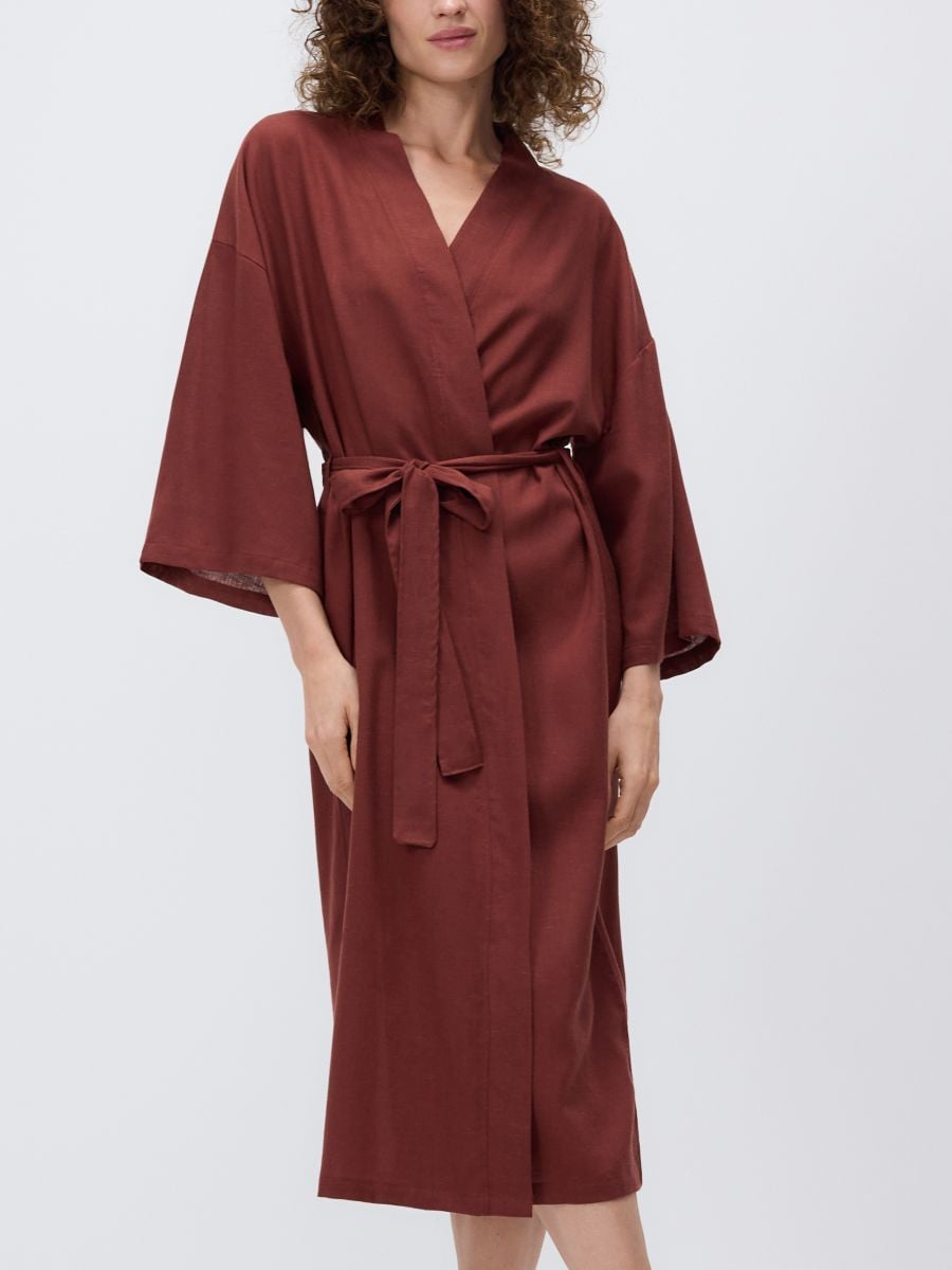 Lyocell bathrobe - carmine - RESERVED