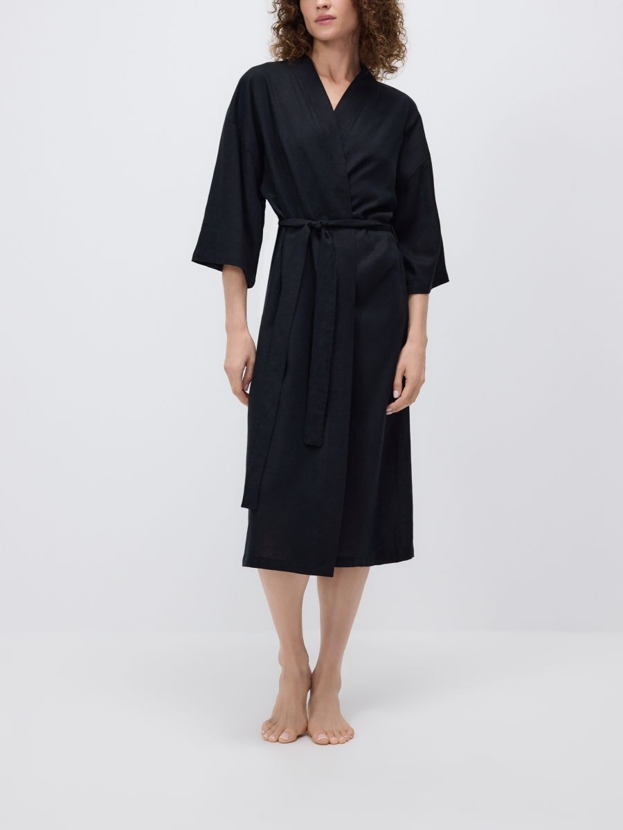 Lyocell bathrobe - black - RESERVED