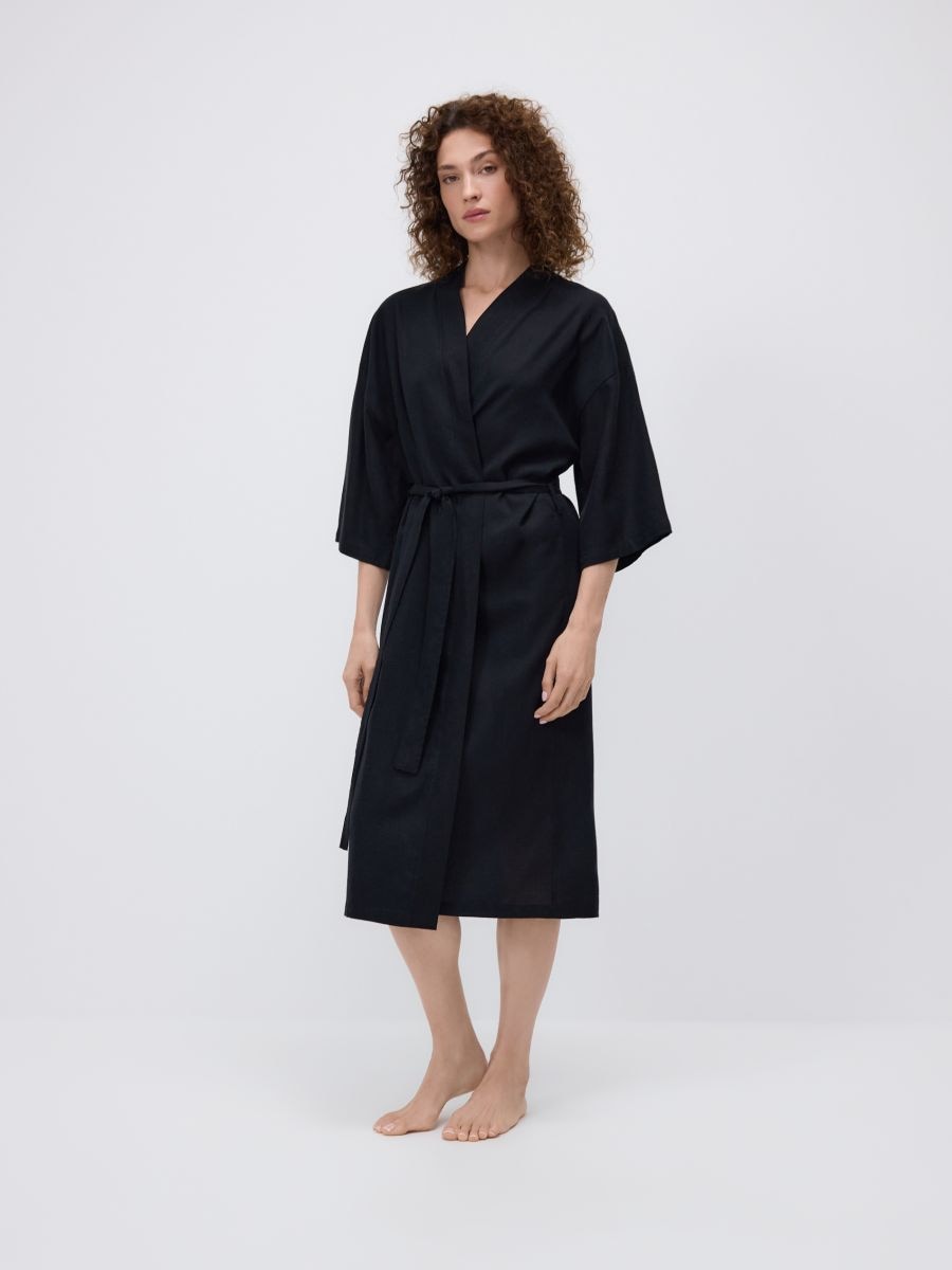 LADIES` DRESSING GOWN - fekete - RESERVED