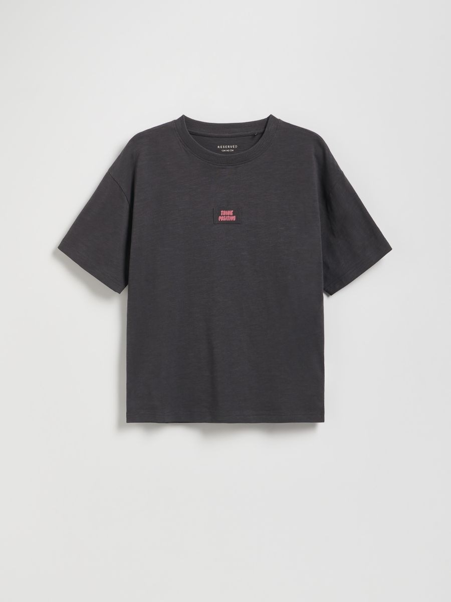 Tricou din bumbac - gri-închis - RESERVED