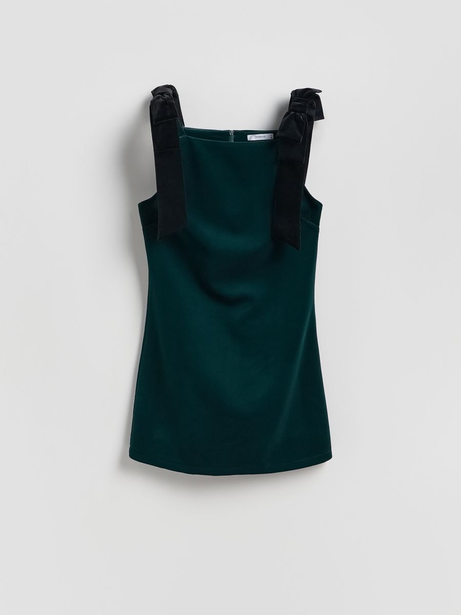 Vestido mini de velvetón - verde oscuro - RESERVED