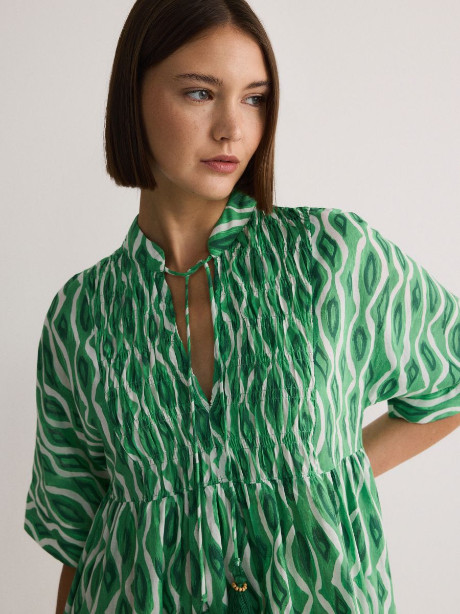Rochie oversize din bumbac - verde-aprins - RESERVED - 2