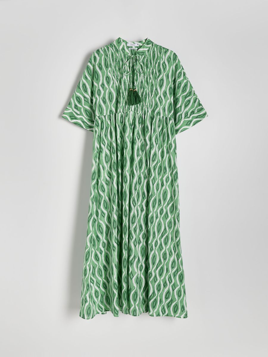 Rochie oversize din bumbac - verde-aprins - RESERVED - 4