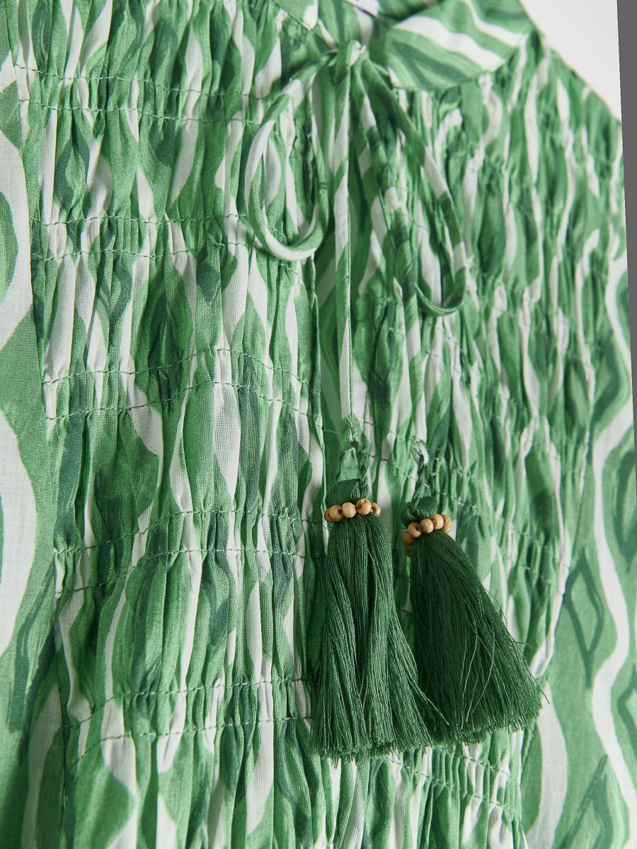 Rochie oversize din bumbac - verde-aprins - RESERVED - 5