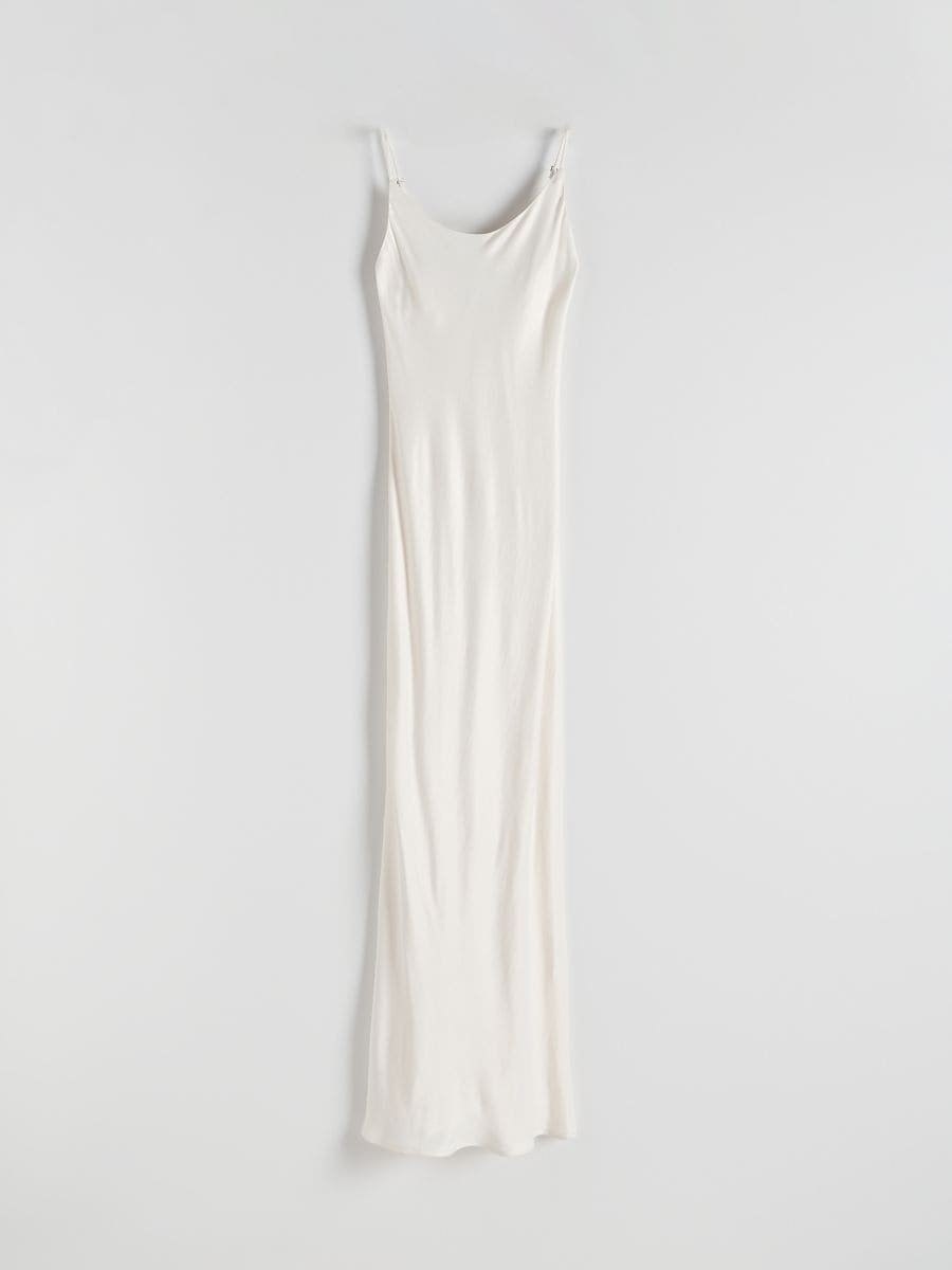 Satenska maxi haljina od viskoze - belo - RESERVED - 5
